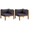 vidaXL Sof&aacute;s de canto 2pcs c/ almofad&otilde;es cinzento-escuro ac&aacute;cia maci&ccedil;a
