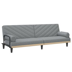 vidaXL Sof&aacute;-cama com apoio de bra&ccedil;os tecido cinzento-claro