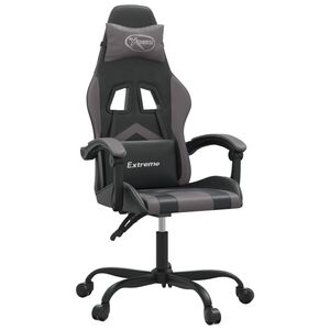 vidaXL Cadeira gaming couro artificial preto e cinzento