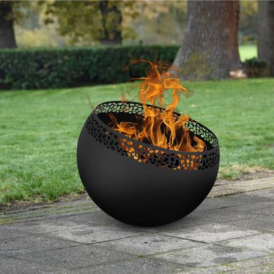 Esschert Design Taça de combustão esférica com manchas pretas