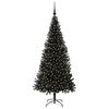 vidaXL &Aacute;rvore de Natal com 300 LEDs com suporte Preto 180 cm PVC