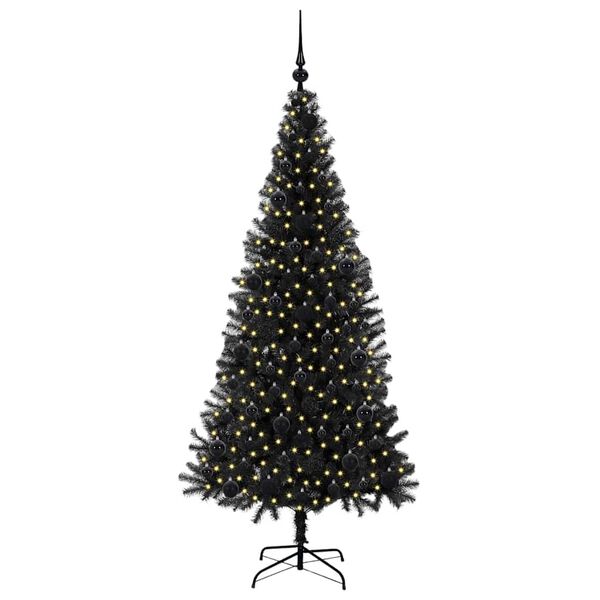 vidaXL &Aacute;rvore de Natal com 300 LEDs com suporte Preto 180 cm PVC