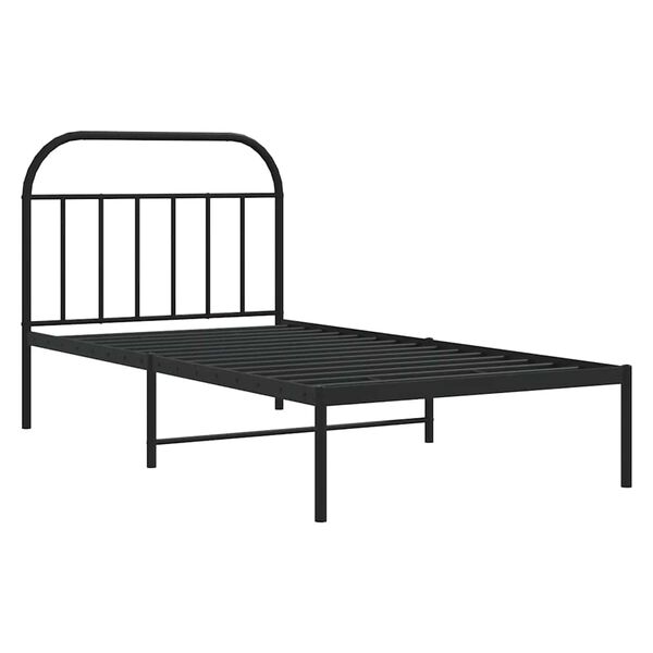 vidaXL Estrutura de cama com cabeceira 100x190 cm metal preto