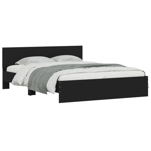vidaXL Estrutura de cama com cabeceira 140x200 cm preto