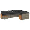 vidaXL 10 pcs conjunto sof&aacute;s de jardim c/ almofad&otilde;es vime PE cinzento