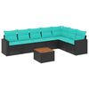 vidaXL 8 pcs conjunto de sof&aacute;s p/ jardim c/ almofad&otilde;es vime PE preto
