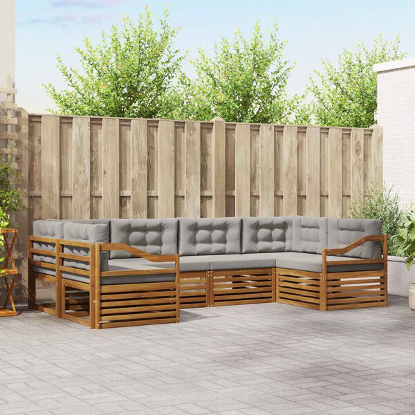 vidaXL Conjuntos de sof&aacute;s com almofada 6 pcs Cinza Natural e Claro