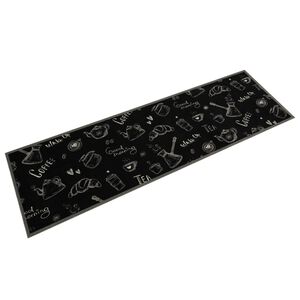 vidaXL Tapete de cozinha lav&aacute;vel 45x150 cm veludo padr&atilde;o morning preto