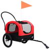 vidaXL Reboque bicicletas/carrinho para animais 2-em-1 vermelho/preto