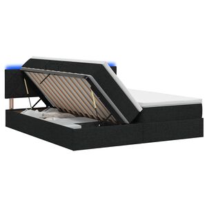 vidaXL Cama de Armazenamento LED com Colch&atilde;o Preto 180 x 200 cm Tecido