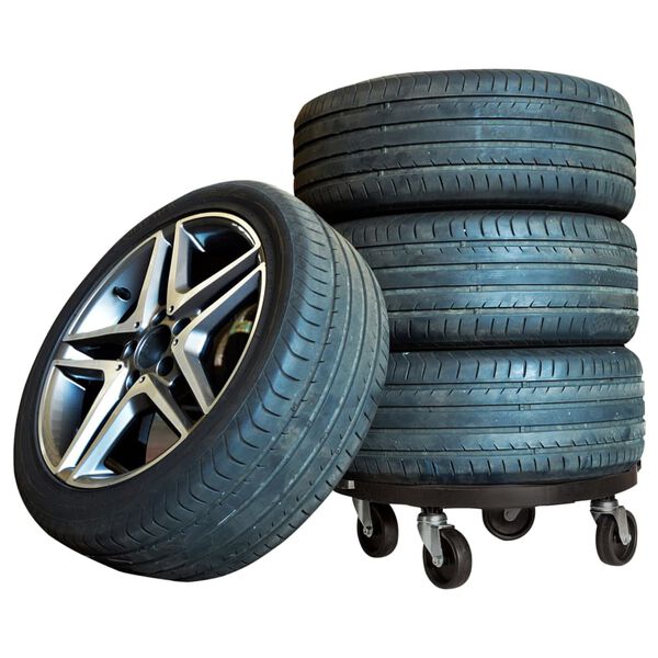 vidaXL Carrinho de plantas com rodas 3 pcs di&acirc;metro 40 cm 275 kg preto