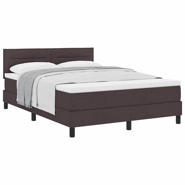 vidaXL Cama box spring com colch&atilde;o Marrom Escuro 140 x 190 cm tecido