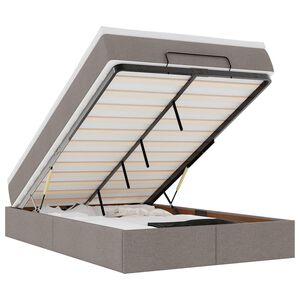 vidaXL Estrutura de cama otomana com colch&atilde;o 120x190cm tecido cinzento