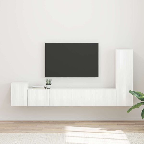 vidaXL Conjunto de m&oacute;vel de TV 3 pcs Branco Brilhante