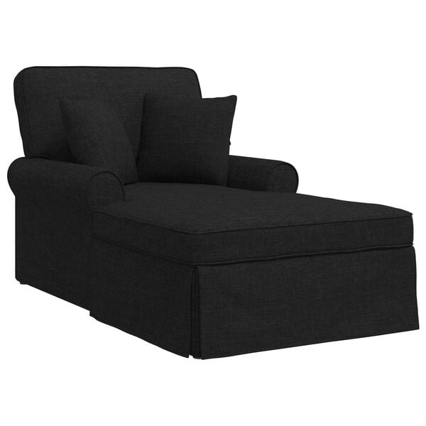 vidaXL Chaise Lounge com Saia Preto 91 x 157 x 91 cm tecido