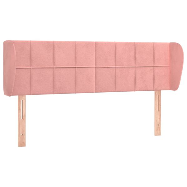 vidaXL Cabeceira de cama c/ abas veludo 147x23x78/88 cm rosa