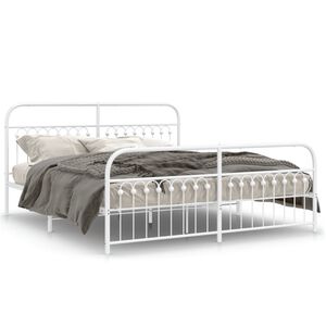 vidaXL Estrutura de cama com cabeceira e p&eacute;s 183x203 cm metal branco