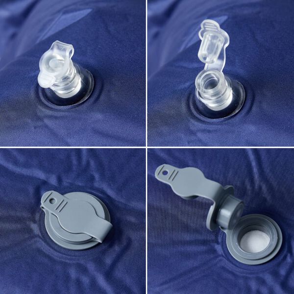 vidaXL Colch&atilde;o campismo autoinsufl&aacute;vel c/ almofada 1 p. azul-marinho