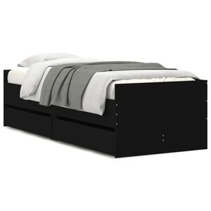vidaXL Estrutura cama de solteiro pequena c/ gavetas 75x190 cm preto