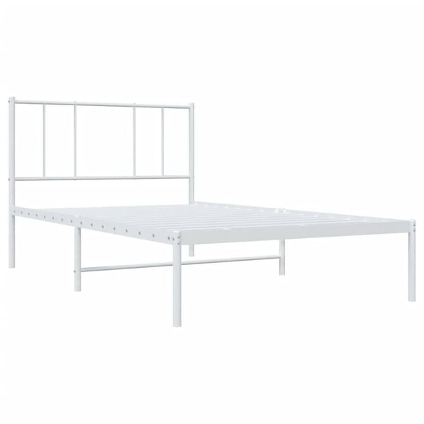 vidaXL Estrutura de cama com cabeceira 90x200 cm metal branco