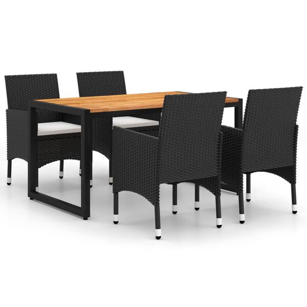 vidaXL 5 pcs conjunto de jantar para jardim preto