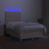 vidaXL Cama box spring c/ colch&atilde;o e LED 120x200 cm tecido cor creme