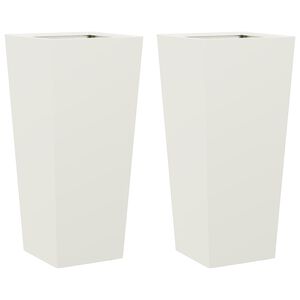 vidaXL Vaso/floreira de jardim 2 pcs 35x35x75 cm a&ccedil;o branco