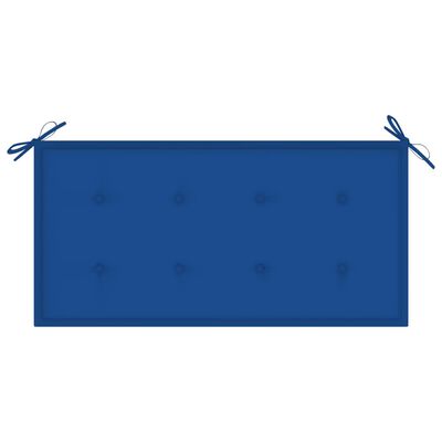 vidaXL Banco de jardim c/ almofadão azul real 112 cm teca maciça