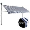 vidaXL Toldo retr&aacute;til manual com LED 400 cm azul e branco