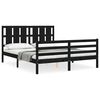 vidaXL Estrutura de cama King Size com cabeceira madeira maci&ccedil;a preto