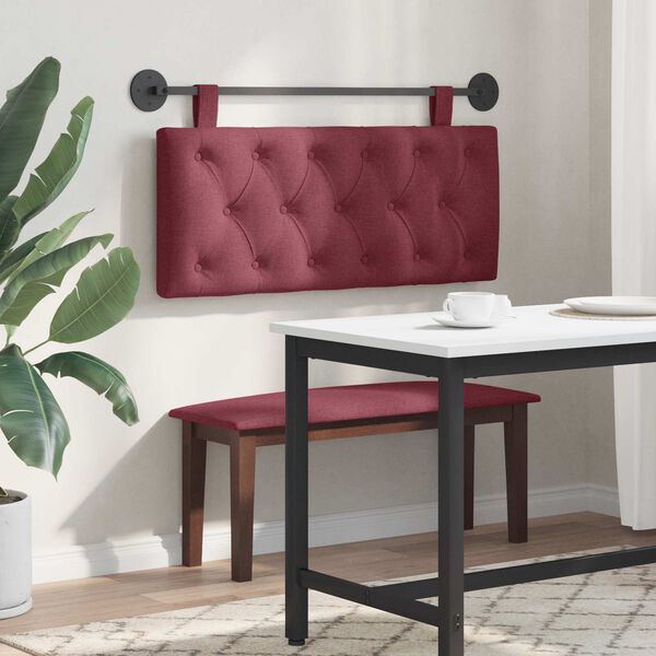 vidaXL Cabeceira Suspensa Vinho Vermelho 110 x 55 x 7 cm tecido