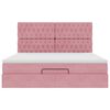 vidaXL Estrutura de cama otomana com colch&otilde;es 180x200 cm veludo rosa