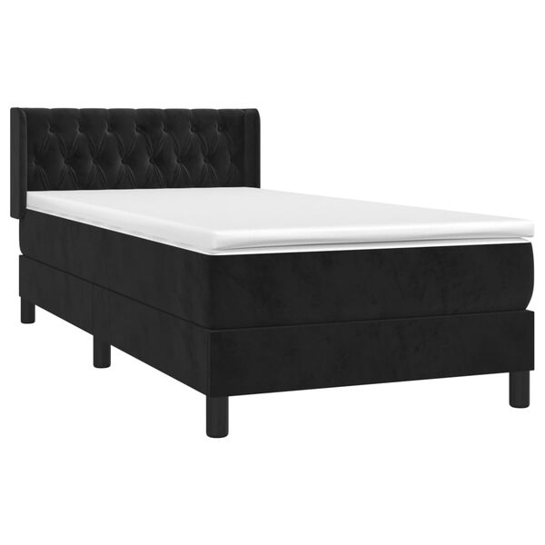 vidaXL Cama com molas/colch&atilde;o 90x200 cm veludo preto