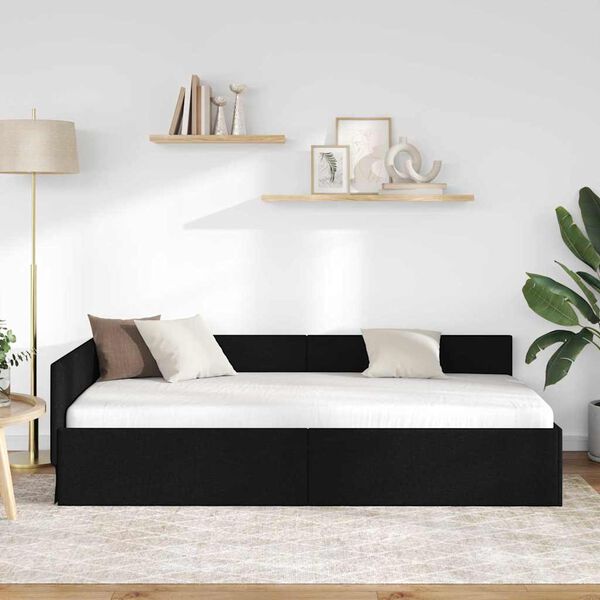 vidaXL Estrutura de Cama de Canto Preto 100 cm x 200 cm Veludo