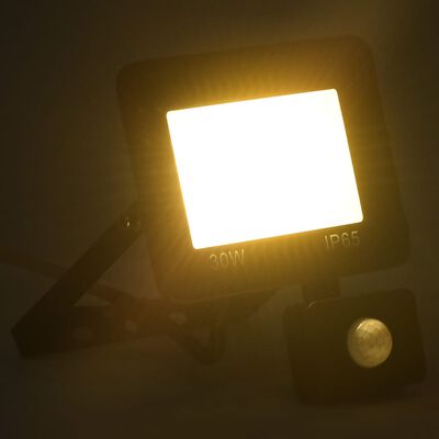 vidaXL Projetor c/ iluminação LED e sensor 30 W branco quente
