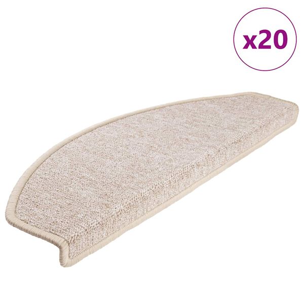vidaXL Tapetes de escada 20 pe&ccedil;as 65x24x4 cm cinza-claro semicircular grande