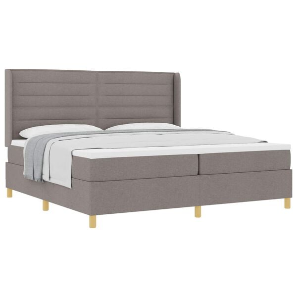 vidaXL Cama Box com colch&atilde;o Cinzento-acastanhado 200 x 200 cm tecido