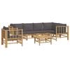 vidaXL 7pcs conj. lounge de jardim bambu c/ almofadões cinzento-escuro