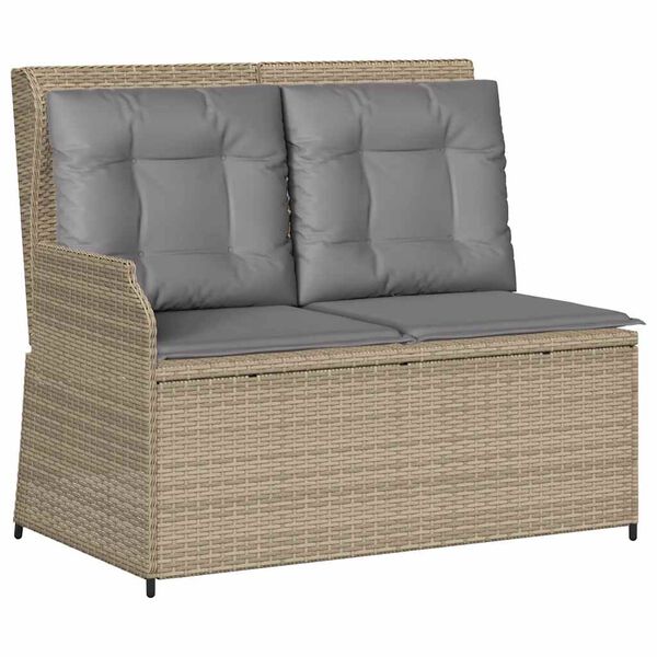 vidaXL 3 pcs conjunto lounge de jardim com almofad&otilde;es vime PE bege