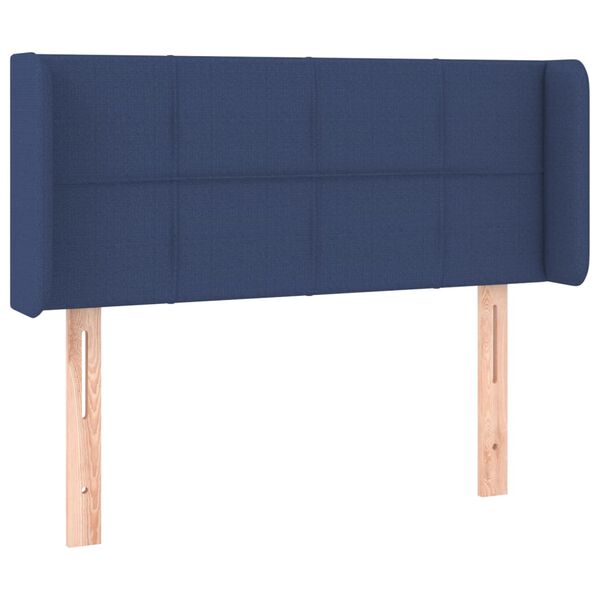 vidaXL Cabeceira de cama c/ luzes LED tecido 103x16x78/88 cm azul
