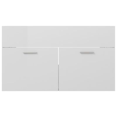 vidaXL Armário lavatório 80x38,5x46 cm contraplacado branco brilhante