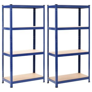 vidaXL Prateleiras de arruma&ccedil;&atilde;o 2 pcs azul 80x40x160 cm a&ccedil;o e MDF
