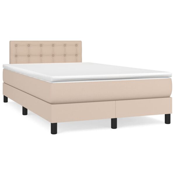 vidaXL Cama boxspring c/ colch&atilde;o 120x190cm couro artificial cappuccino