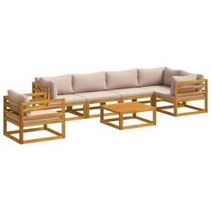 vidaXL Conjunto de Sof&aacute;s 7 unid. Natural Madeira S&oacute;lida de Ac&aacute;cia