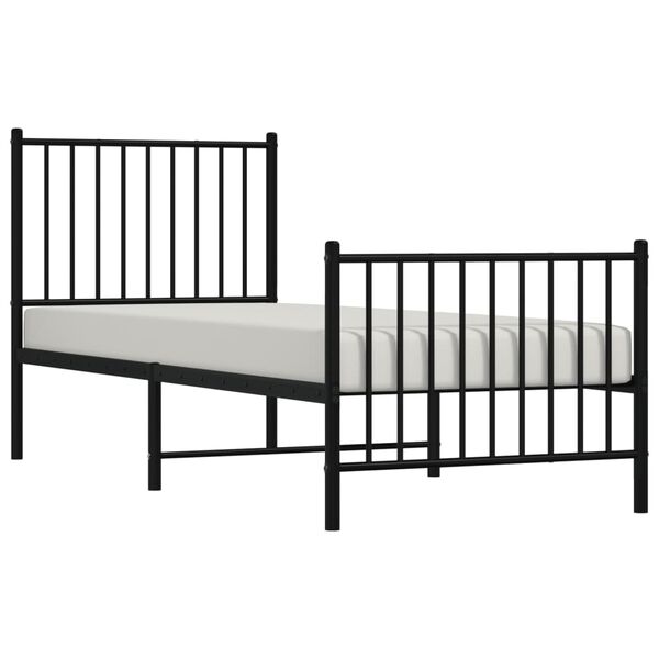 vidaXL Estrutura de cama com cabeceira e pés 80x200 cm metal preto