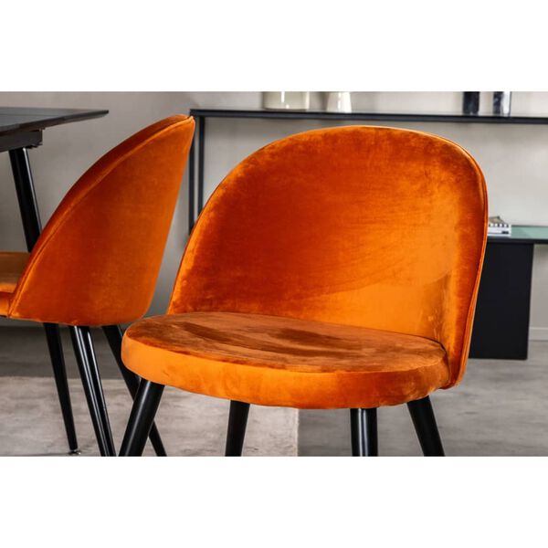 Venture Home Cadeiras jantar Velvet 2pcs veludo preto/laranja ferrugem