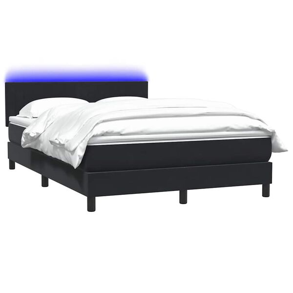 vidaXL Cama box spring c/ colch&atilde;o e LED 160x220 cm veludo preto