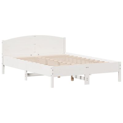 vidaXL Estrutura de cama c/ cabeceira 150x200 cm pinho maciço branco