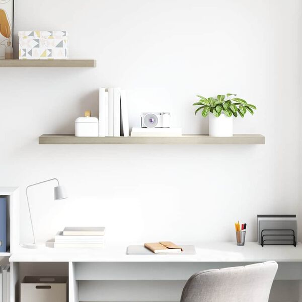 vidaXL Prateleira de parede suspensa 120x23,5x3,8 cm MDF cor carvalho