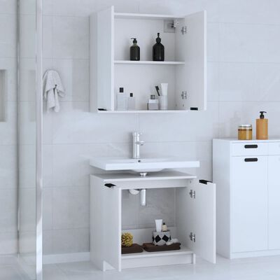 vidaXL Conj. de armários casa de banho 2pcs madeira processada branco